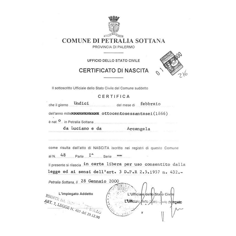 italian birth certificate